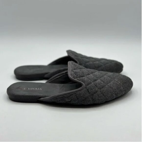 VIVAIA Sherry Rounded Toe Quilted Gray Mules Size 38 - Picture 2 of 8